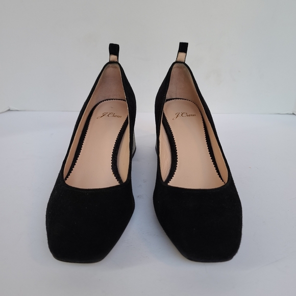 J. Crew | Black Suede Silver Glitter Block Heel - Picture 2 of 16
